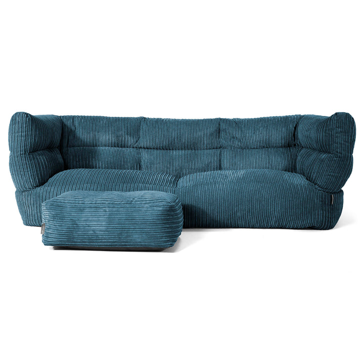 Louis Sækkestol Sofa 3 pers - Klassisk Jernbanefløjl Navy 02