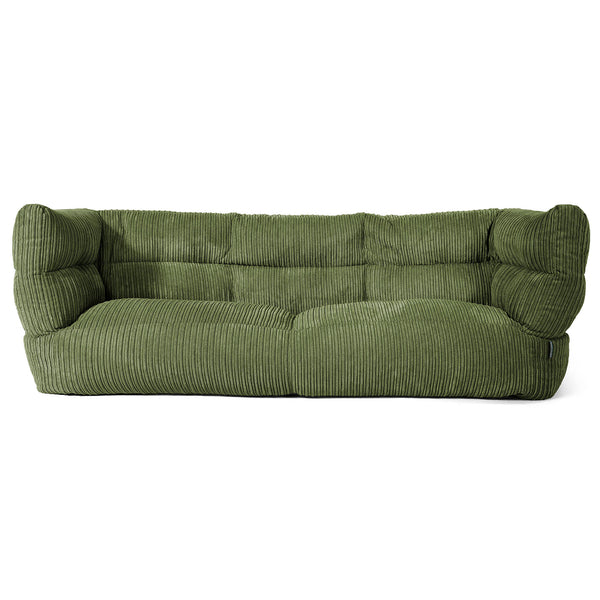 Louis Sækkestol Sofa 3 pers - Klassisk Jernbanefløjl Skovgrøn 01