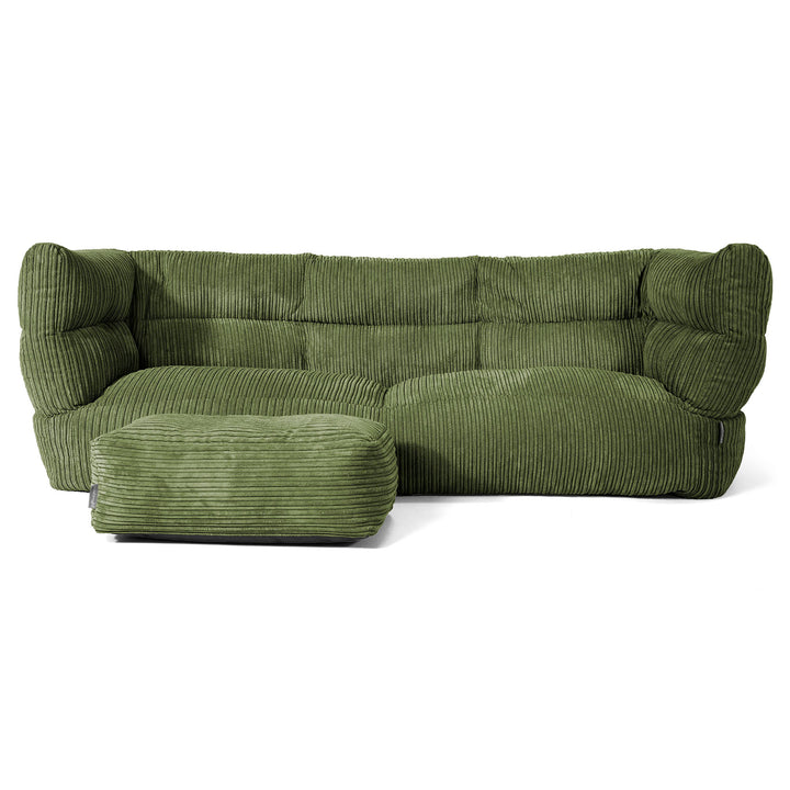 Louis Sækkestol Sofa 3 pers - Klassisk Jernbanefløjl Skovgrøn 02