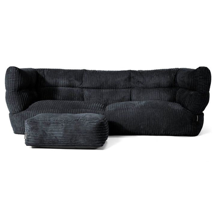 Louis Sækkestol Sofa 3 pers - Klassisk Jernbanefløjl Sort 02