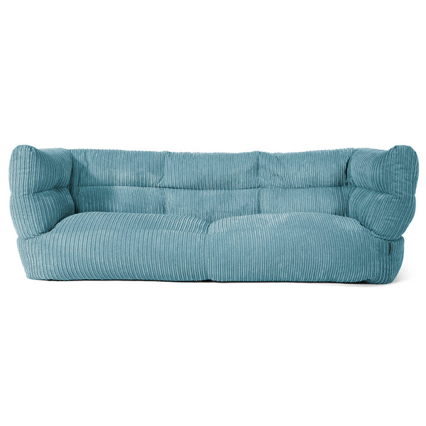 Louis Sækkestol Sofa 3 pers - Klassisk Jernbanefløjl Turkis Blå 01