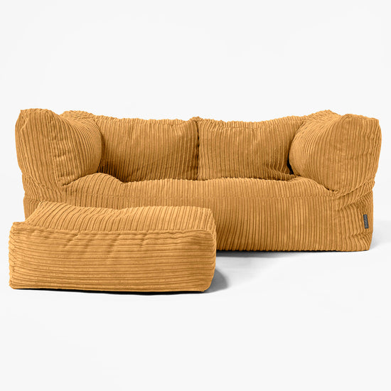 Albert Sækkestol Sofa 2 pers - Klassisk Jernbanefløjl Gylden Honning 02