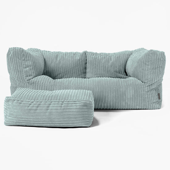 Albert Sækkestol Sofa 2 pers - Klassisk Jernbanefløjl Mintgrøn 02