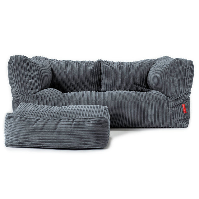 Albert Sækkestol Sofa 2 pers - Klassisk Jernbanefløjl Skifergrå 02