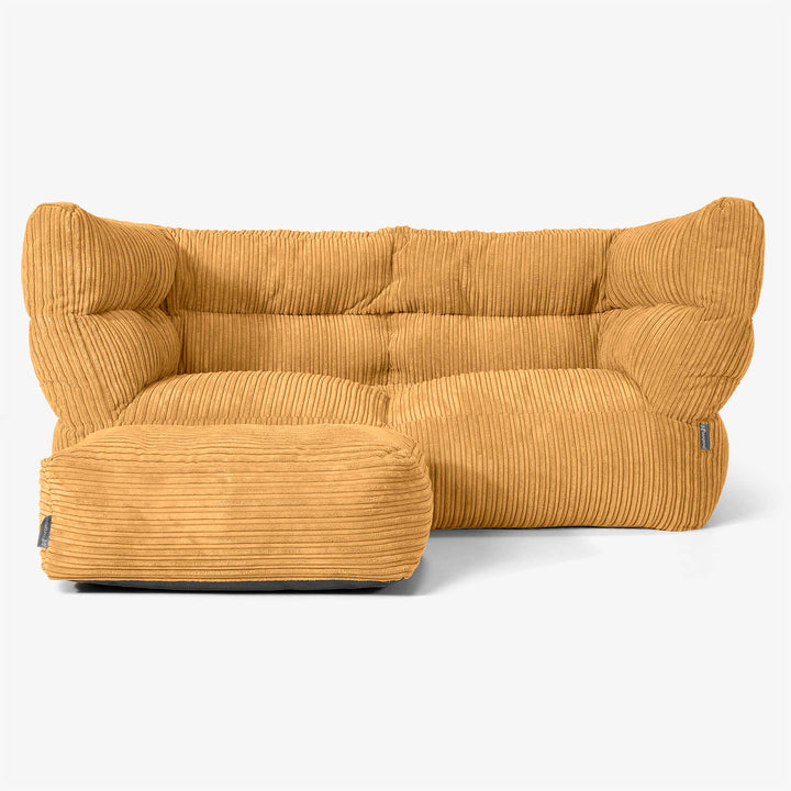 Albert Sækkestol Sofa 2 pers 2.0 - Klassisk Jernbanefløjl Gylden Honning 02