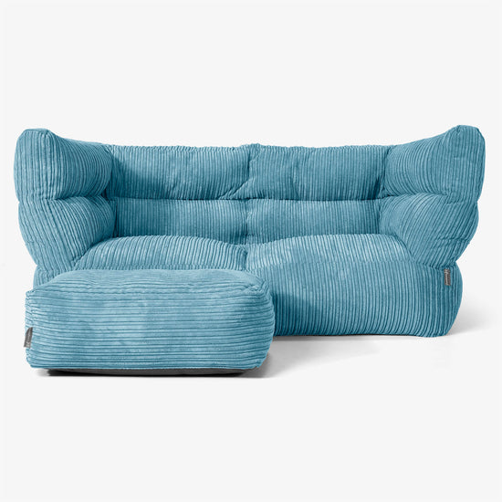 Albert Sækkestol Sofa 2 pers 2.0 - Klassisk Jernbanefløjl Turkis Blå 02