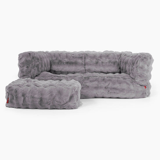 Albert Sækkestol Sofa 2 pers-Imiteret Pels Bubble Grå 02