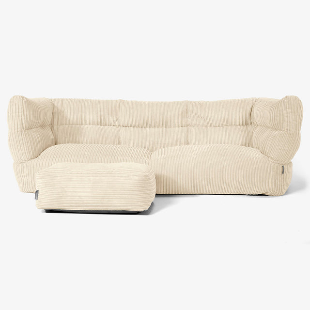 Albert Sækkestol Sofa 3 pers 2.0 - Klassisk Jernbanefløjl Cremefarvet 02