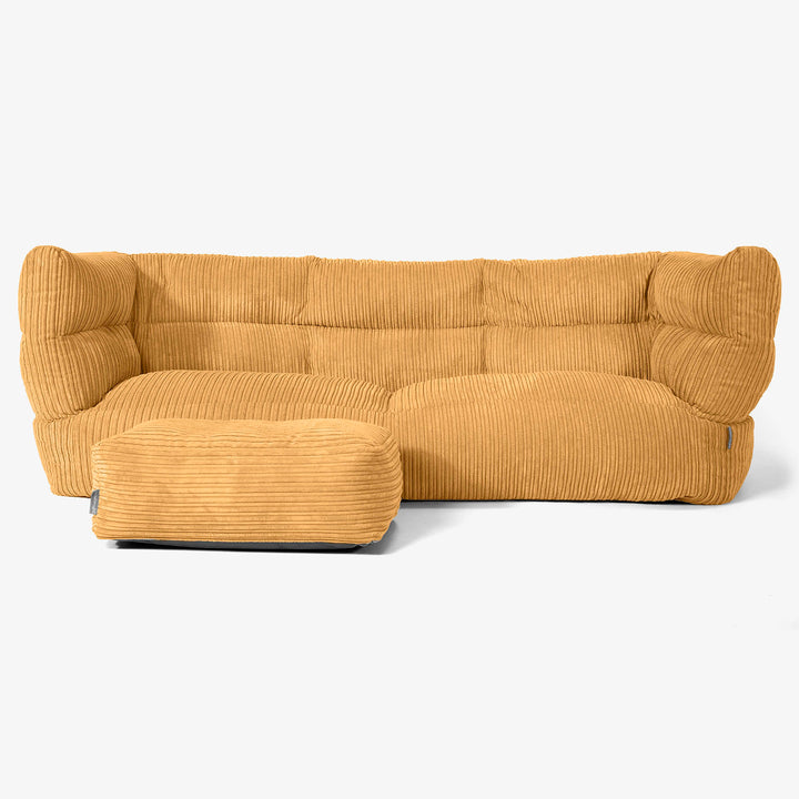 Albert Sækkestol Sofa 3 pers 2.0 - Klassisk Jernbanefløjl Gylden Honning 02