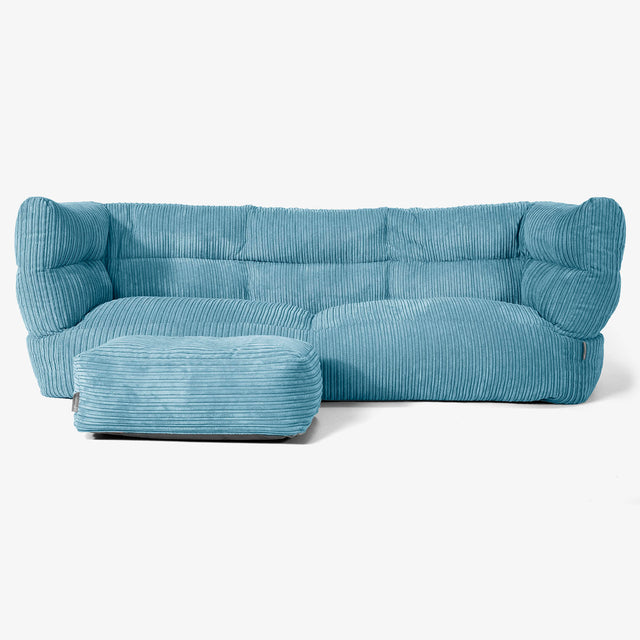 Albert Sækkestol Sofa 3 pers 2.0 - Klassisk Jernbanefløjl Turkis Blå 02
