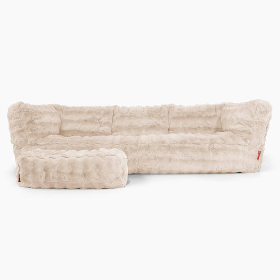 Albert Sækkestol Sofa 3 pers-Imiteret Pels Bubble Cremefarvet 02