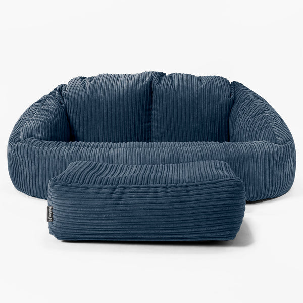 Bubble-sækkesofa - Klassisk Jernbanefløjl Navy 01