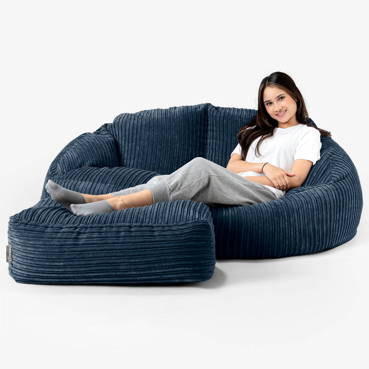 Bubble-sækkesofa - Klassisk Jernbanefløjl Navy 03