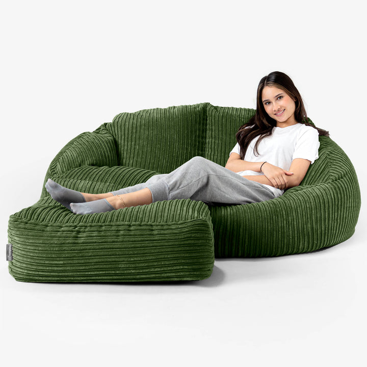 Bubble-sækkesofa - Klassisk Jernbanefløjl Skovgrøn 03
