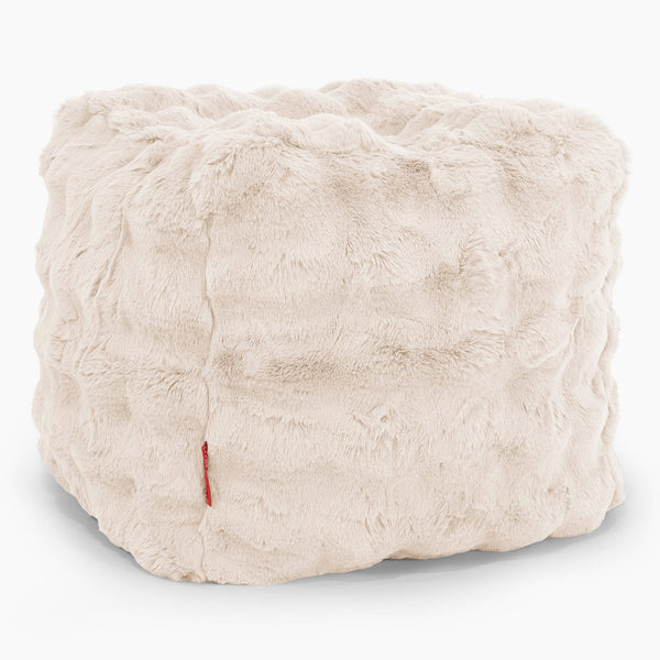 Cube Fodskammel Puf-Imiteret Pels Bubble Cremefarvet 01