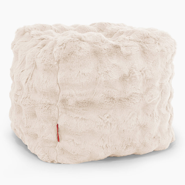 Cube Fodskammel Puf-Imiteret Pels Bubble Cremefarvet 01