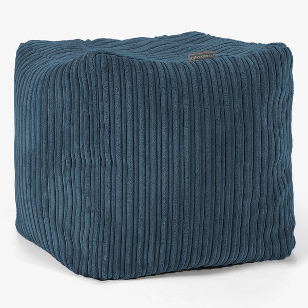 Cube Fodskammel Puf - Klassisk Jernbanefløjl Navy 01
