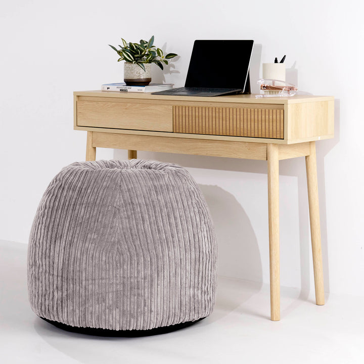 Ergonomisk Kontor-pouf Stol - Klassisk Jernbanefløjl Sølvgrå - 02