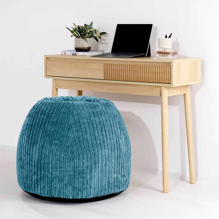 Ergonomisk Kontor-pouf Stol - Klassisk Jernbanefløjl Turkis Blå - 02