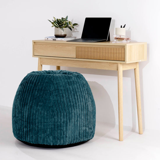 Ergonomisk Kontor-pouf Stol - Klassisk Jernbanefløjl Turkis - 02