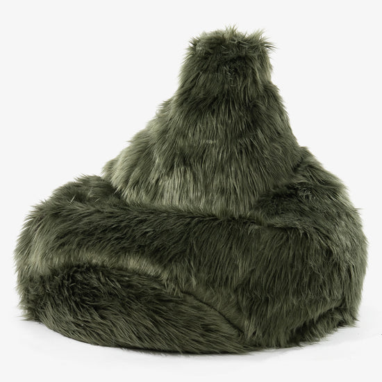 Gamer Sækkestol - Mongolsk Imiteret Pels Salviegrøn 01