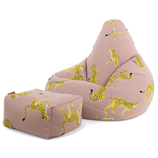 Gamer Sækkestol - Strikket Gepard Pink 01