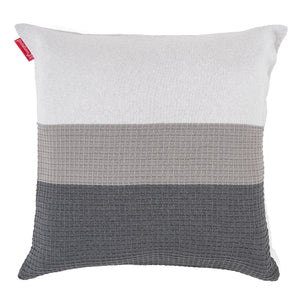 Kæmpe Pudebetræk 70 x 70cm - Strikket Farveblok Grå