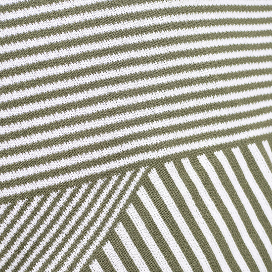 Kæmpe Pudebetræk 70 x 70cm - Strikket Stribe Grøn 03