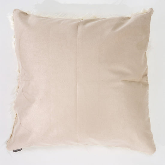 Kæmpe Pudebetræk 70 x 70cm - Mongolsk Imiteret Pels Cremefarvet 02