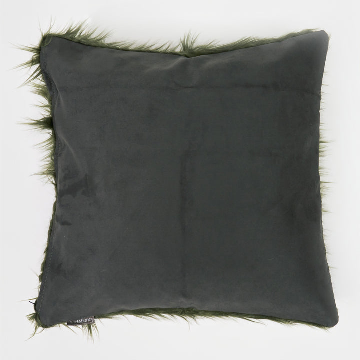 Kæmpe Pudebetræk 70 x 70cm - Mongolsk Imiteret Pels Salviegrøn 02