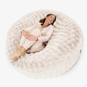 Kæmpe Sækkestol Sofa XXL 'Mega Mammut' - Imiteret Pels Bubble Cremefarvet
