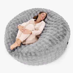 Kæmpe Sækkestol Sofa XXL 'Mega Mammut' - Imiteret Pels Bubble Grå