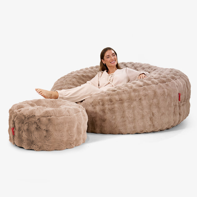 Kæmpe Sækkestol Sofa XXL 'Mega Mammut' - Imiteret Pels Bubble Mink