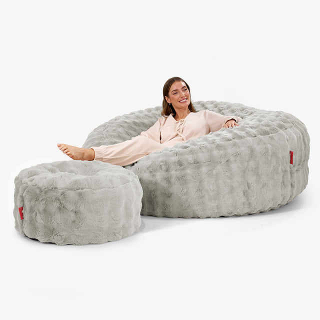 Kæmpe Sækkestol Sofa XXL 'Mega Mammut' - Imiteret Pels Bubble Salviegrøn