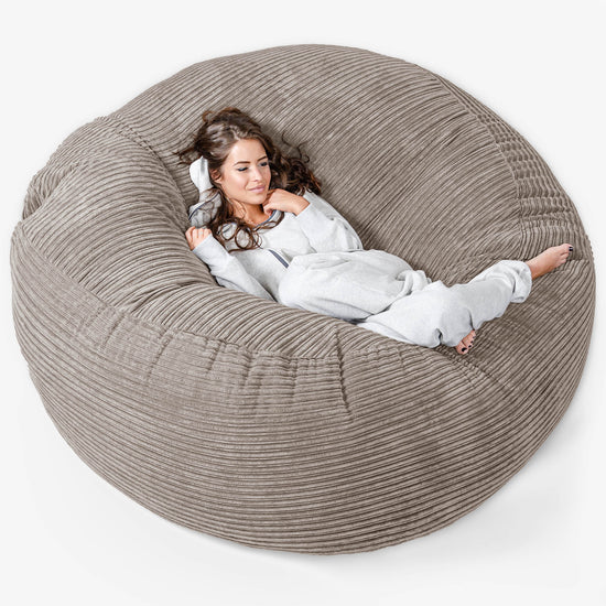 Kæmpe Sækkestol Sofa XXL 'Mega Mammut' - Klassisk Jernbanefløjl Duegrå 01