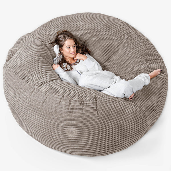 Kæmpe Sækkestol Sofa XXL 'Mega Mammut' - Klassisk Jernbanefløjl Duegrå 01