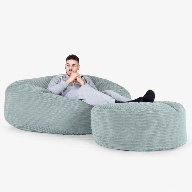 Kæmpe Sækkestol Sofa XXL 'Mega Mammut' - Klassisk Jernbanefløjl Mintgrøn 02