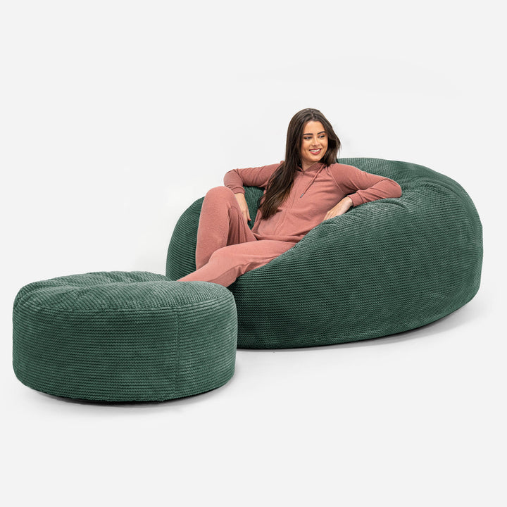 Kæmpe Sækkestol Sofa XXL 'Mega Mammut' - Pom Pom Mosgrøn 02