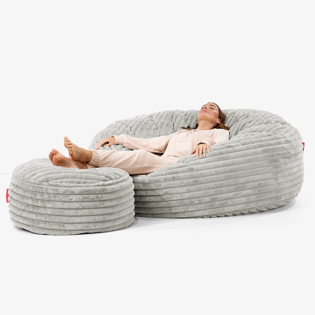 Kæmpe Sækkestol Sofa XXL 'Mega Mammut' - Ultraplysfløjl Salviegrøn