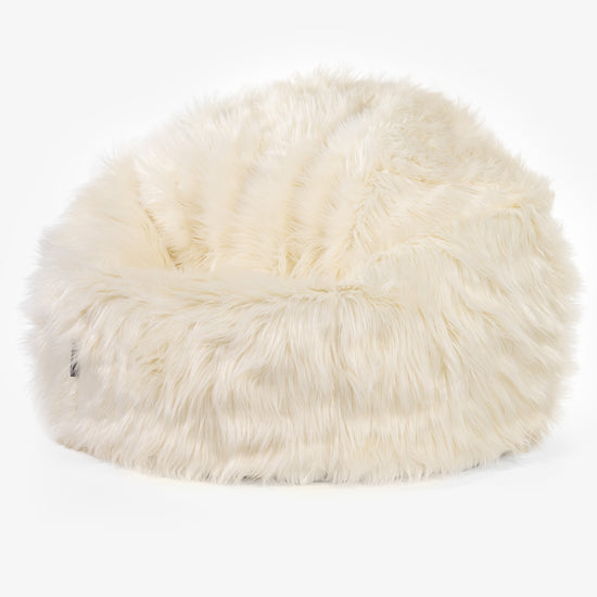 Klassisk Sækkestol - Mongolsk Imiteret Pels Cremefarvet 01