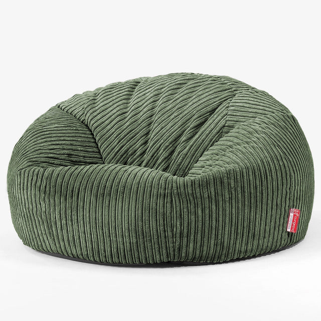 Klassisk Sækkestol Sofa - Klassisk Jernbanefløjl Skovgrøn 01