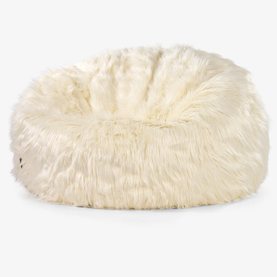 Klassisk Sækkestol Sofa - Mongolsk Imiteret Pels Cremefarvet 01