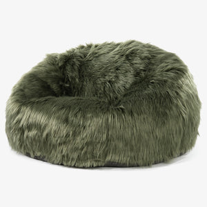 Klassisk Sækkestol Sofa - Mongolsk Imiteret Pels Salviegrøn