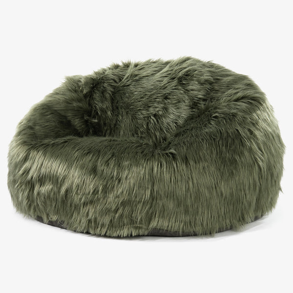 Klassisk Sækkestol Sofa - Mongolsk Imiteret Pels Salviegrøn 01