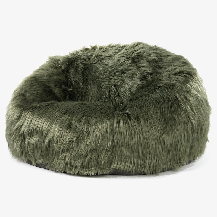 Klassisk Sækkestol Sofa - Mongolsk Imiteret Pels Salviegrøn 01
