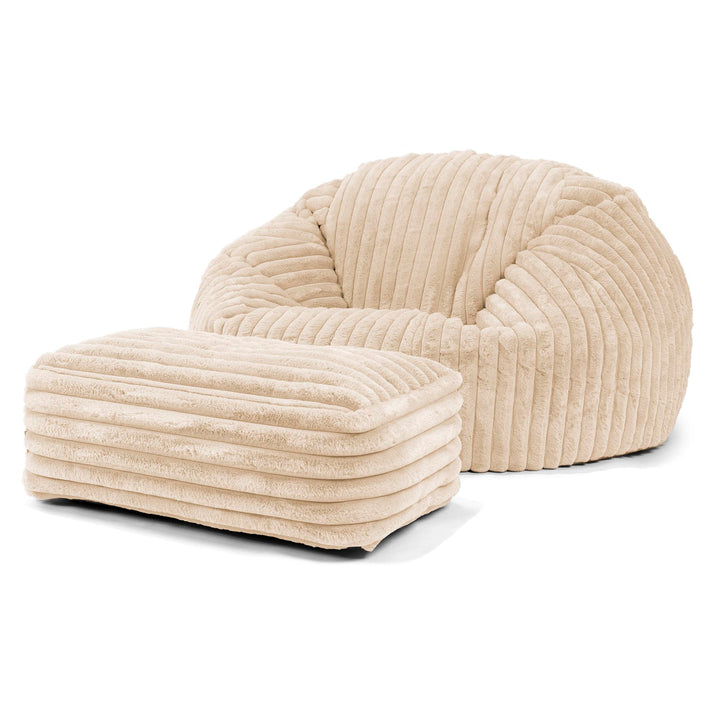 Klassisk Sækkestol Sofa - Ultraplysfløjl Cremefarvet 02