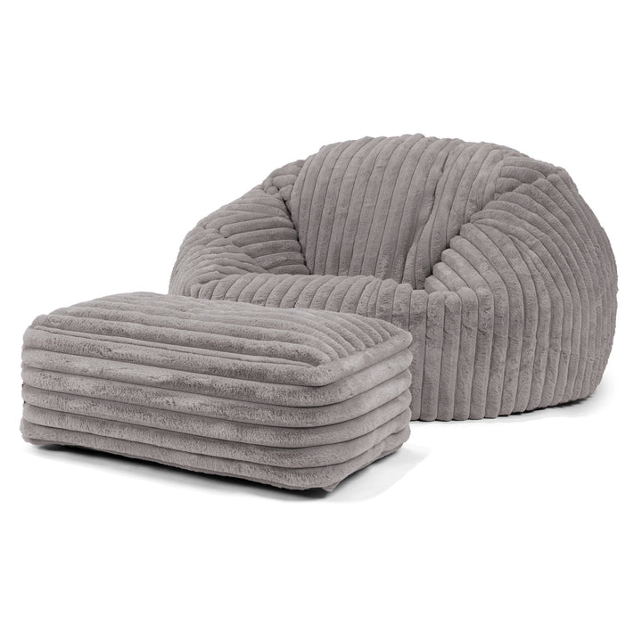 Klassisk Sækkestol Sofa - Ultraplysfløjl Grå 02