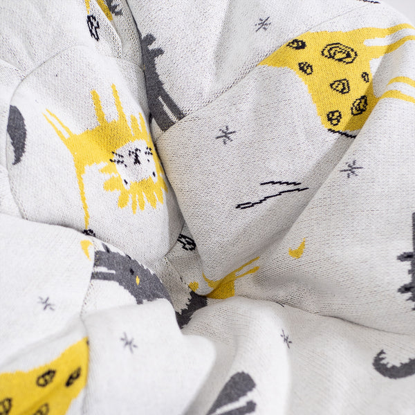 Klassisk Sækkestol til Børn 1-5 år - Strikket Safari Fabric Close-up Image