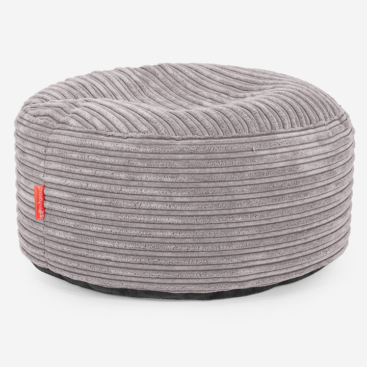 Ottoman Puf med Bakke - Klassisk Jernbanefløjl Sølvgrå 03