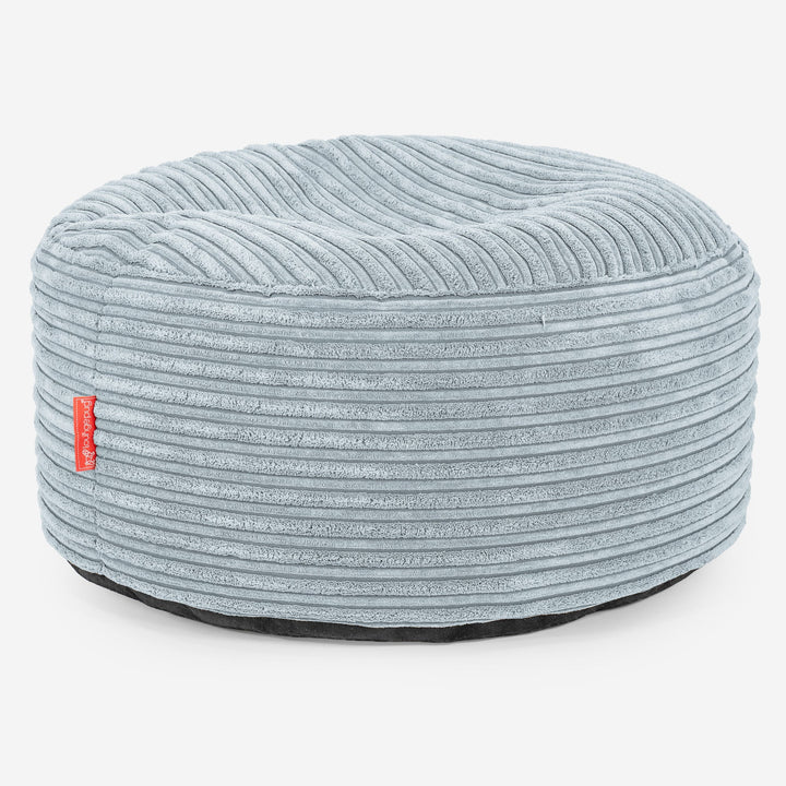 Ottoman Puf med Bakke - Klassisk Jernbanefløjl Baby Blå 03